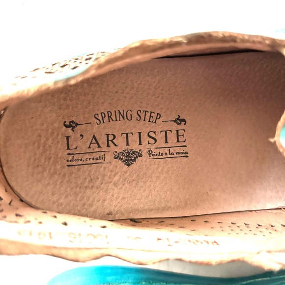 L'ATISTE Hanna Slip On Sneakers Loafers Blue Cream Scallop trim SZ 5 WORN 1X - Picture 11 of 14
